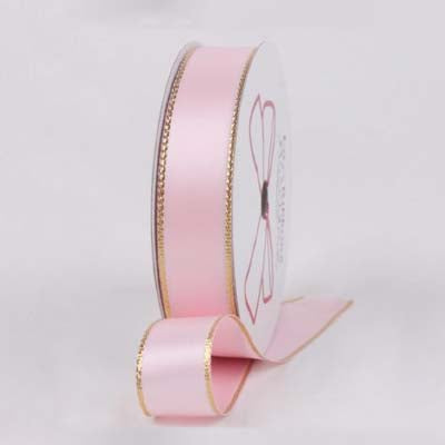 Gift Wrapping Ribbon Satin - Pink with Gold Lining