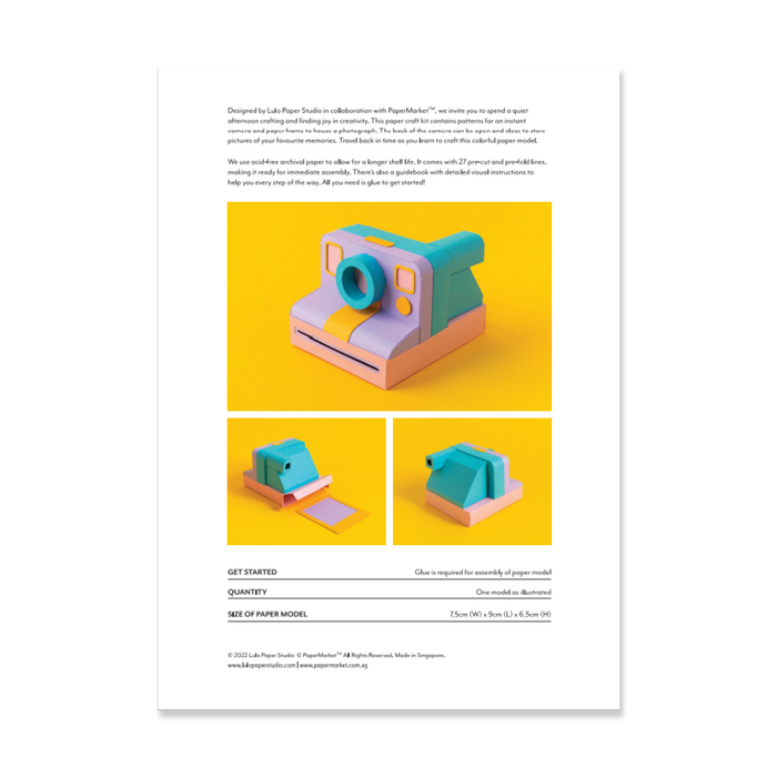 Instant Camera Paper Model Craft Kit