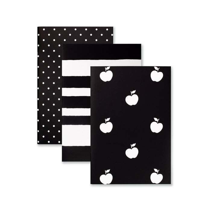 Kate Spade Triple Notebook Set-Black & White