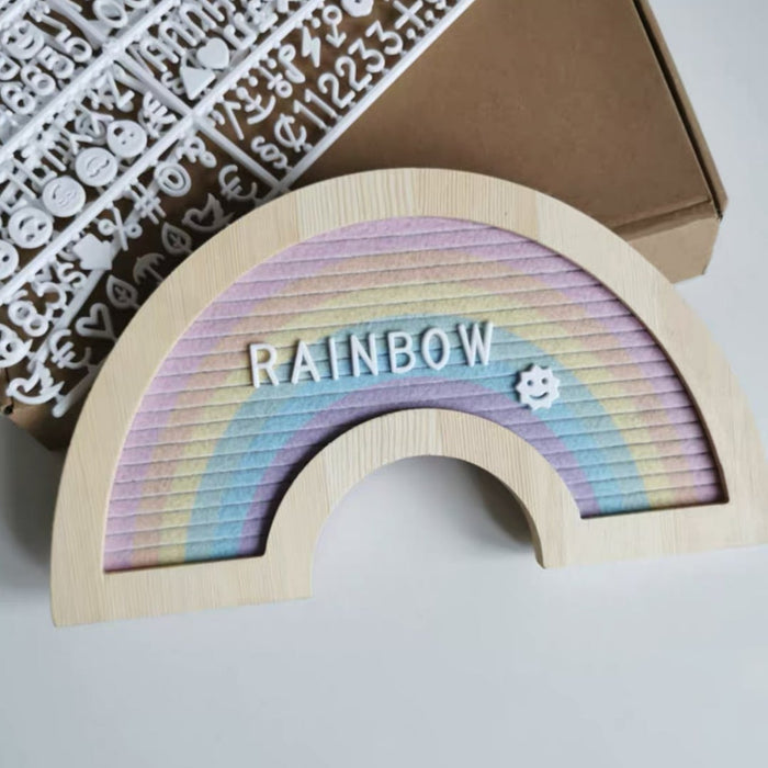 Letter Board - Rainbow - Multicolour with Light Wood Frame