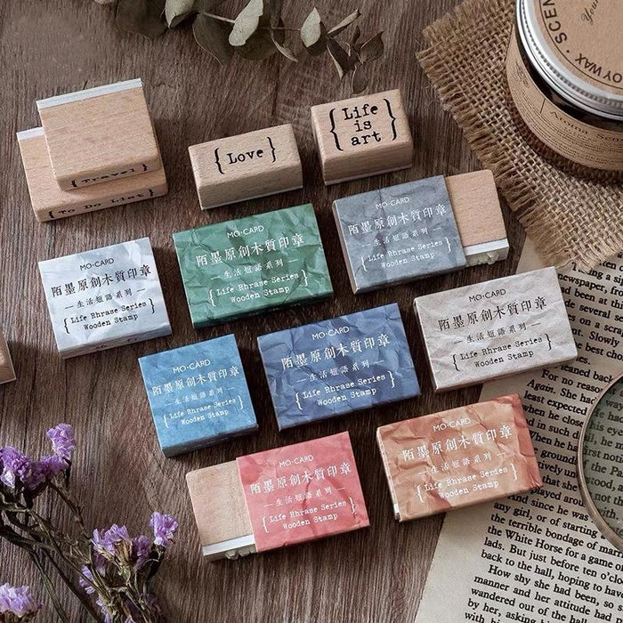 Life Phrase Series Wooden Rubber Stamp - Best Wishes