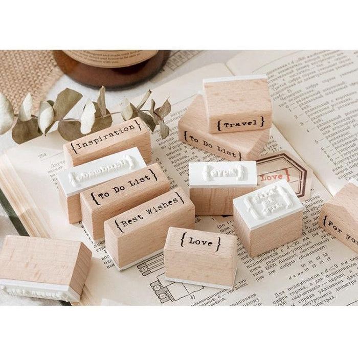 Life Phrase Series Wooden Rubber Stamp - Best Wishes