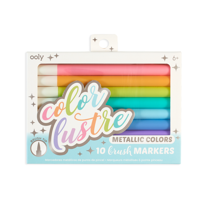 Ooly Color Lustre Metallic Brush Markers - Set of 10