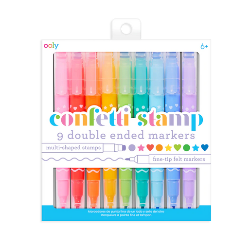 Ooly Confetti Stamp Double Ended Markers - Set of 9