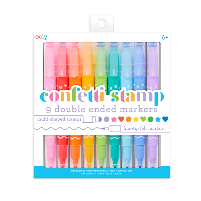 Ooly Confetti Stamp Double Ended Markers - Set of 9