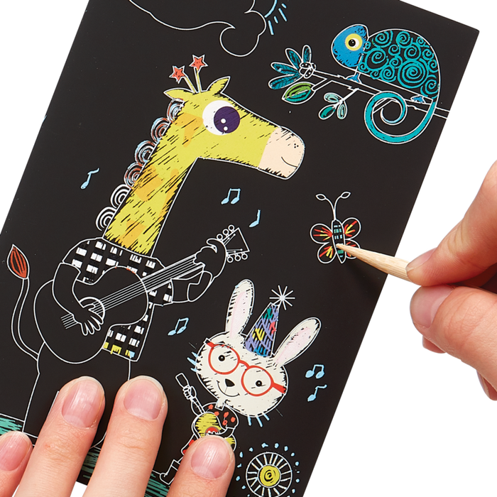 Ooly Safari Party Scratch And Scribble Mini Scratch Art Kit