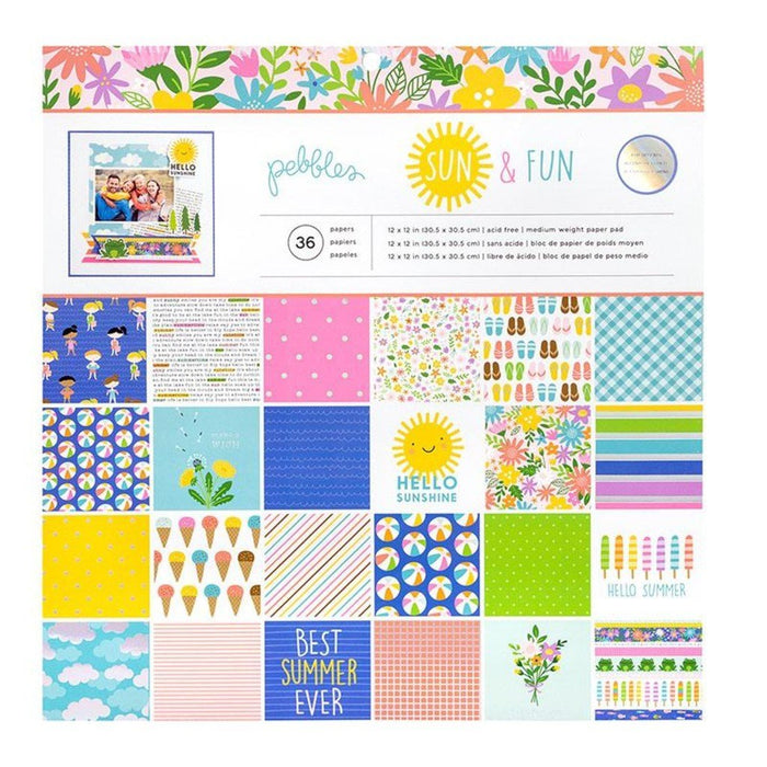 Pebbles Sun and Fun Collection - 12 x 12 Paper Pad with Holographic Foil Accents