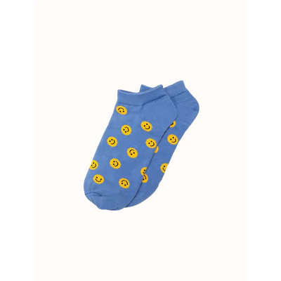 Smiley Ankle Socks In Blue