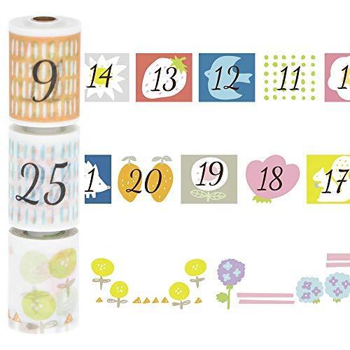 Washi Tape Pre-Cut 3 in 1 - Nordic With Numbers